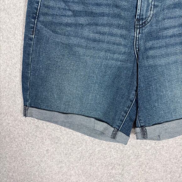 Old Navy Jean Shorts 4 Cuffed Bermuda Faded Stretch Mid Rise Casual 7 Inseam NEW - Picture 3 of 9
